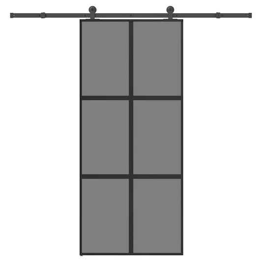 tolóajtó vasalattal 90x205 cm edzett üveg&Alumínium