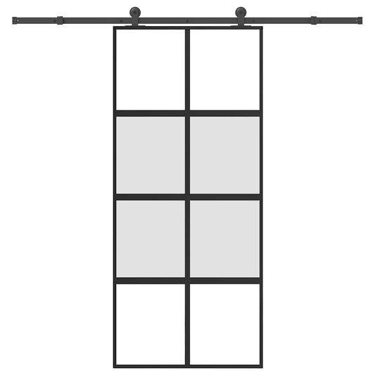 tolóajtó vasalattal 90x205 cm edzett üveg és alumínium szett
