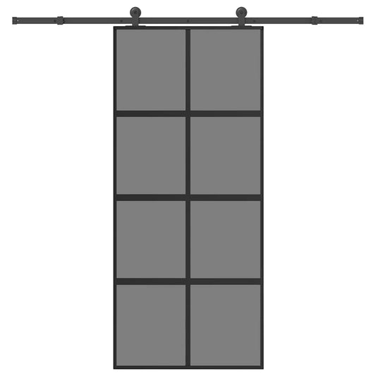 tolóajtó vasalattal 90x205 cm edzett üveg és alumínium szett
