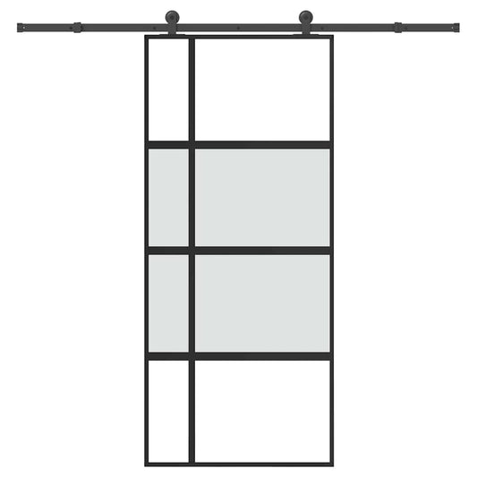 tolóajtó vasalattal 90x205 cm edzett üveg és alumínium szett