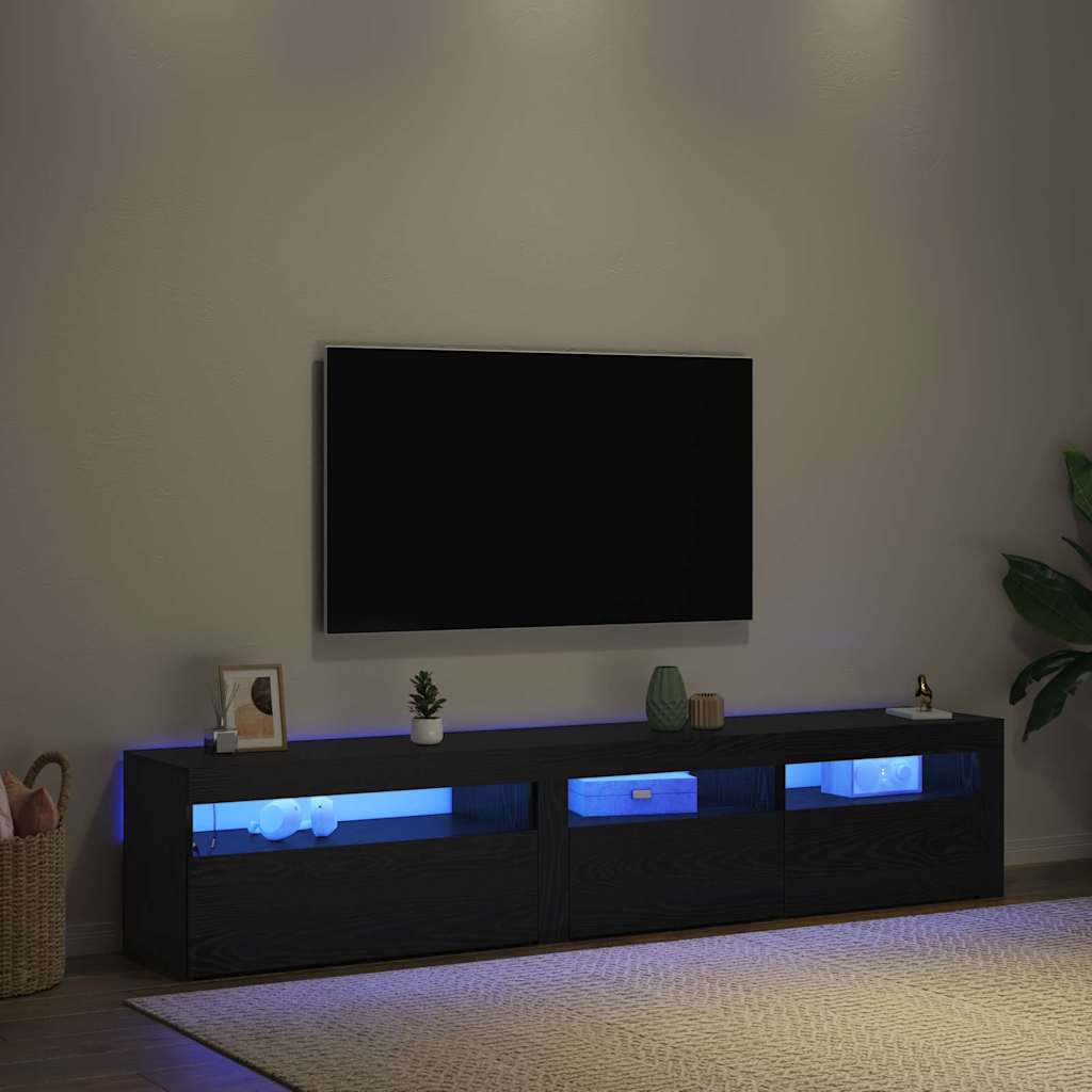 TV Szekrények 2 pcs Musta tammi 195 x 35 x 40 cm Faanyag
