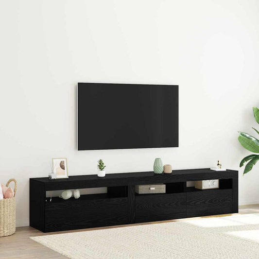 TV Szekrények 2 pcs Musta tammi 195 x 35 x 40 cm Faanyag