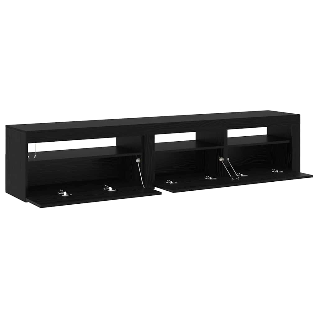 TV Szekrények 2 pcs Musta tammi 195 x 35 x 40 cm Faanyag