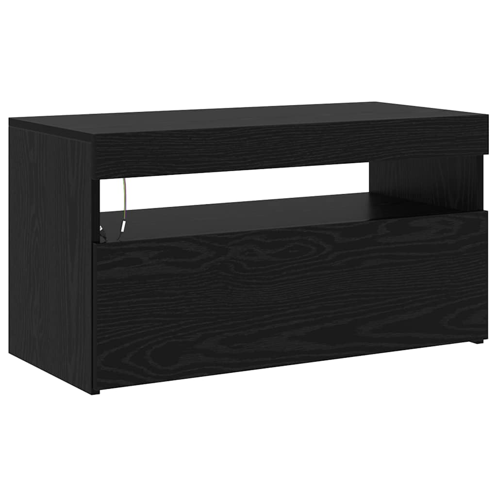 TV Szekrények 2 pcs Musta tammi 195 x 35 x 40 cm Faanyag