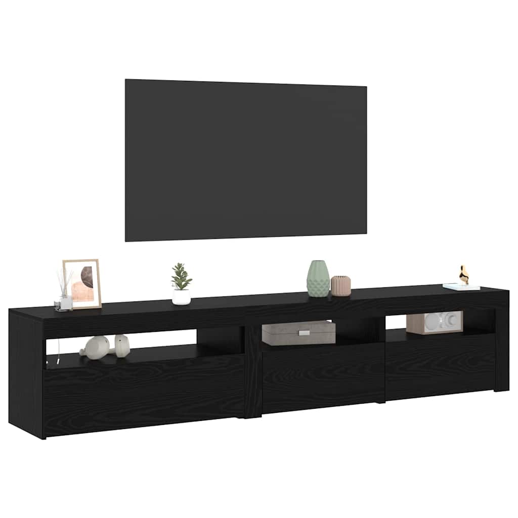 TV Szekrények 2 pcs Musta tammi 195 x 35 x 40 cm Faanyag