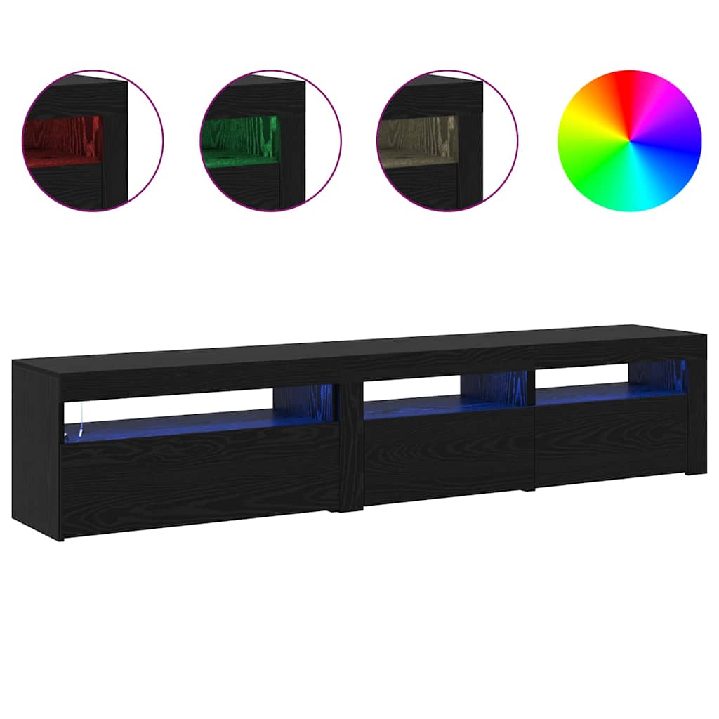 TV Szekrények 2 pcs Musta tammi 195 x 35 x 40 cm Faanyag