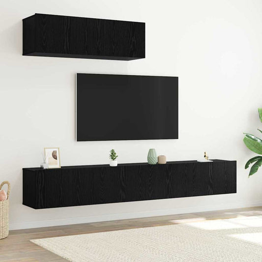 TV Szekrény Szett 3 pcs Musta tammi 200 x 30 x 30 cm Faanyag