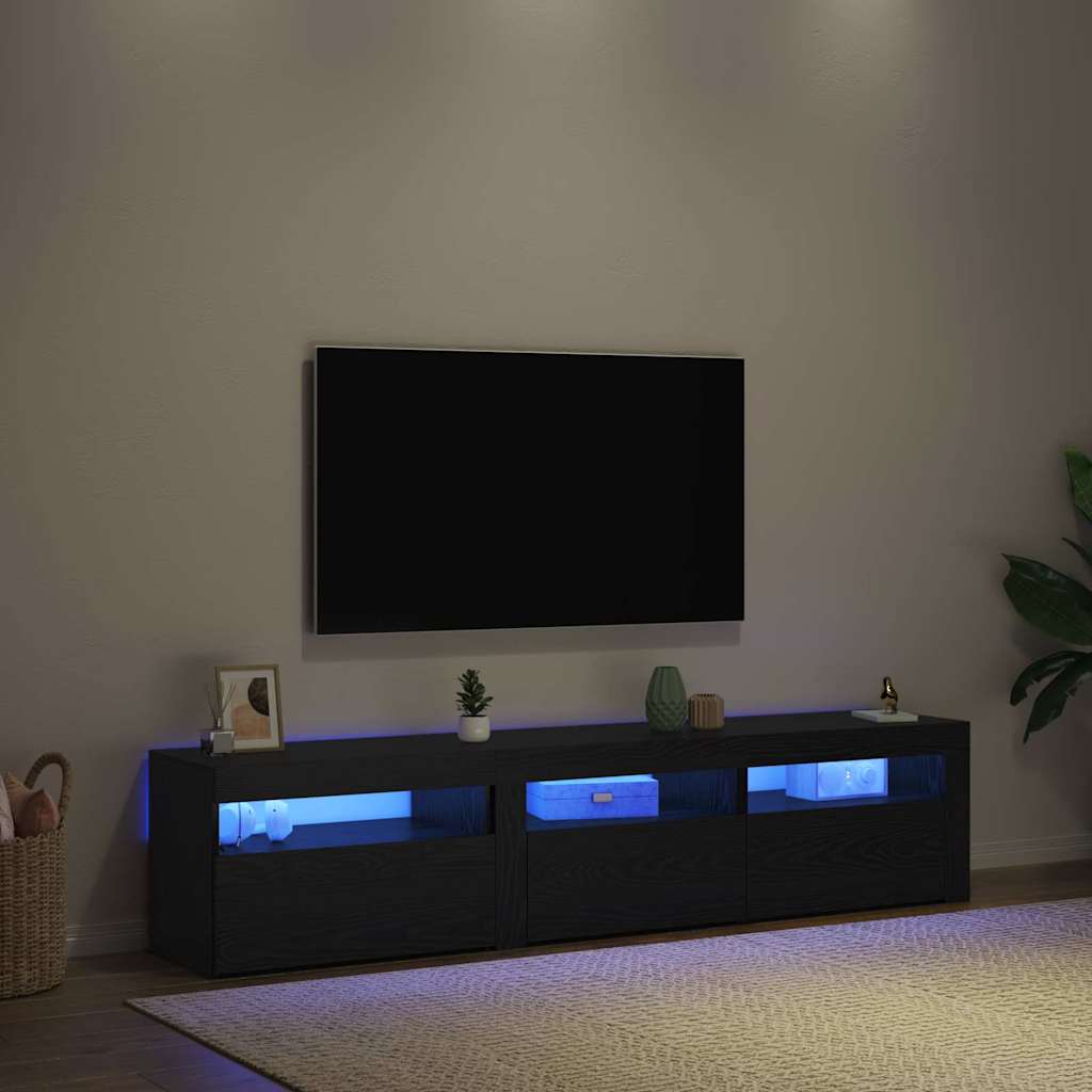 TV Szekrények 2 pcs Musta tammi 180 x 35 x 40 cm Faanyag