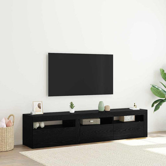 TV Szekrények 2 pcs Musta tammi 180 x 35 x 40 cm Faanyag