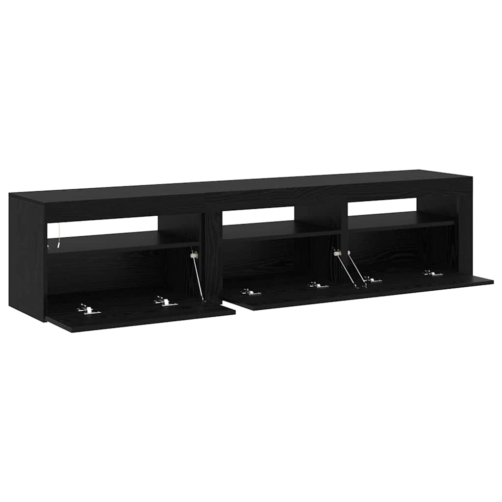TV Szekrények 2 pcs Musta tammi 180 x 35 x 40 cm Faanyag
