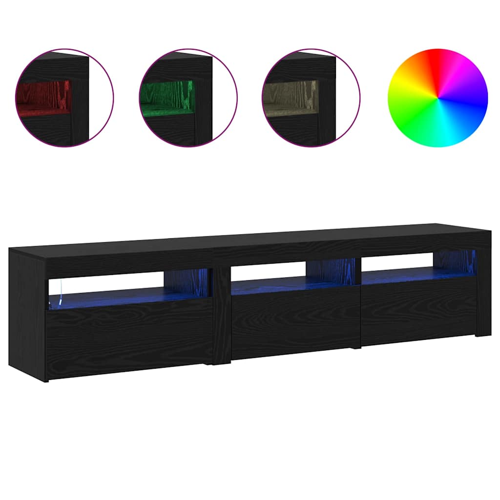 TV Szekrények 2 pcs Musta tammi 180 x 35 x 40 cm Faanyag