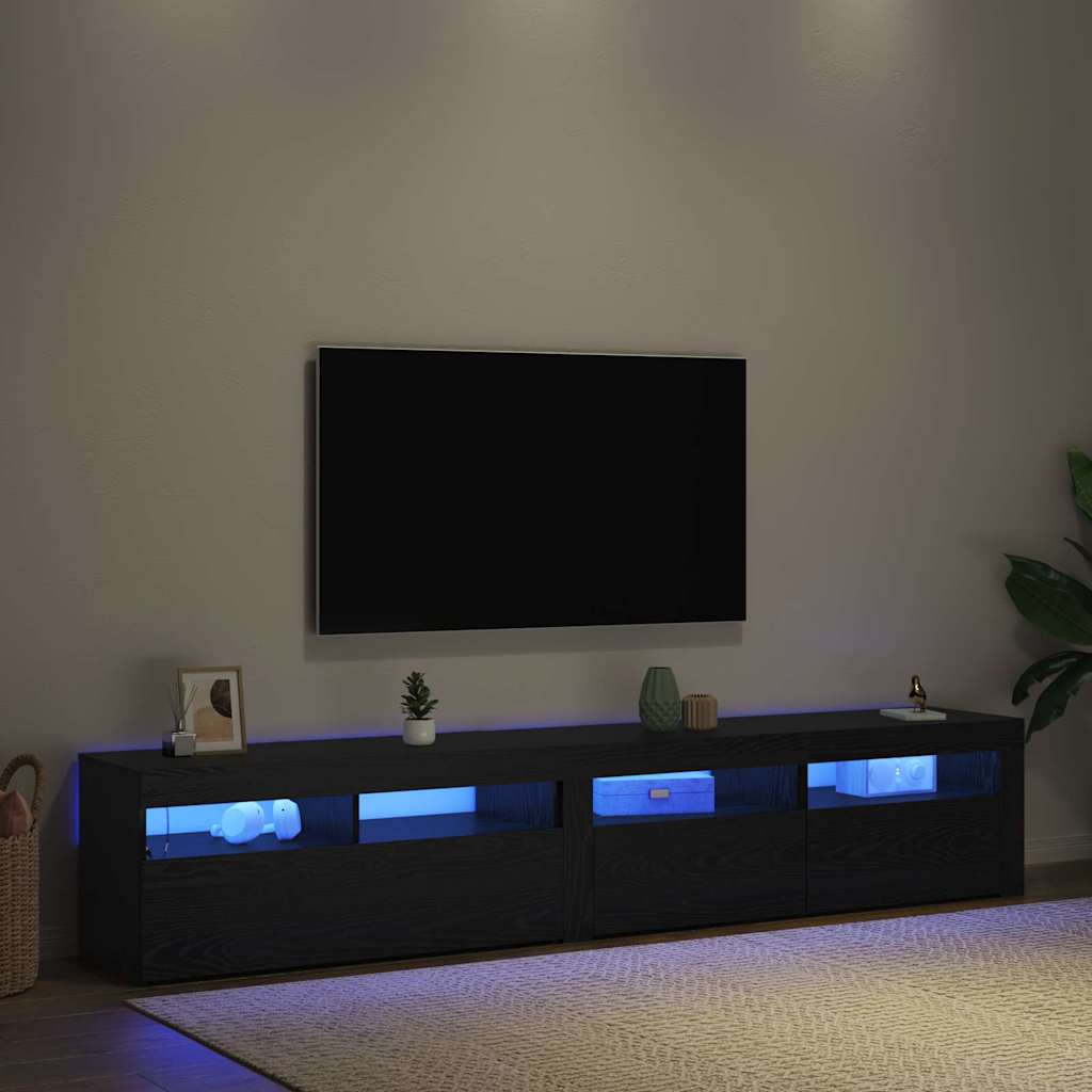 TV Szekrények 2 pcs Musta tammi 210 x 35 x 40 cm Faanyag