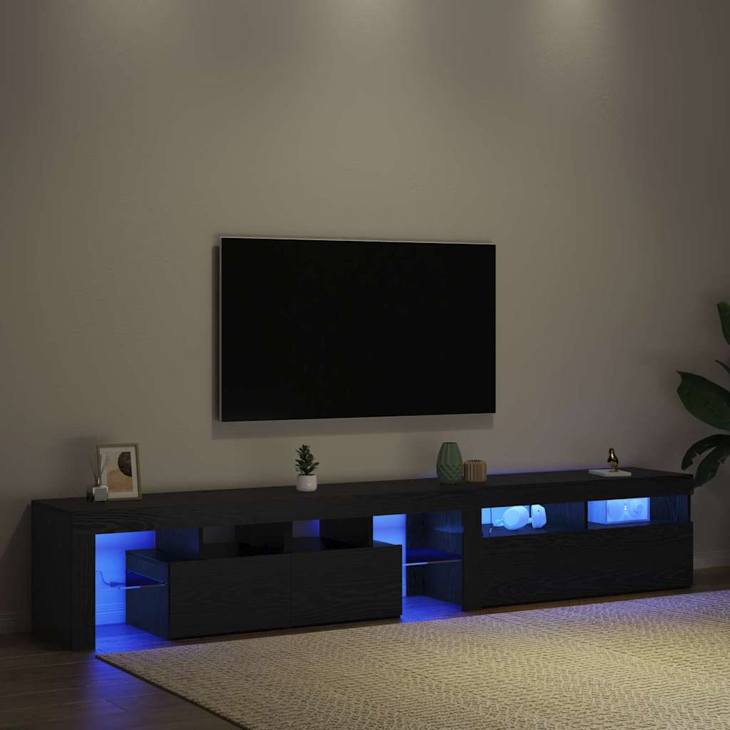 TV szekrények 2 pcs Musta tammi 290 x 36.5 x 40 cm Faanyag