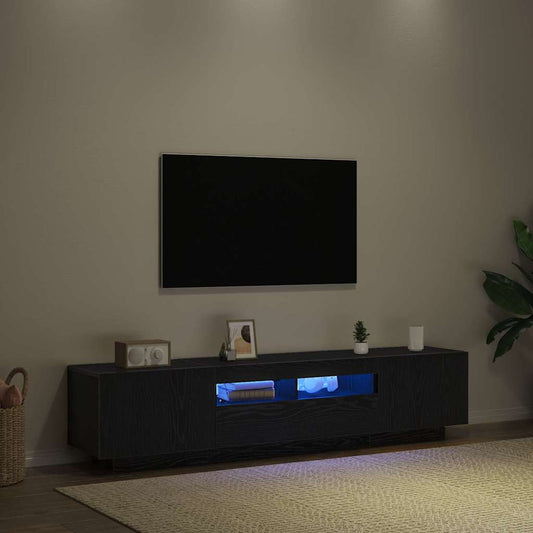 TV szekrény 2 pcs Fekete 180 x 35 x 40 cm Faanyag