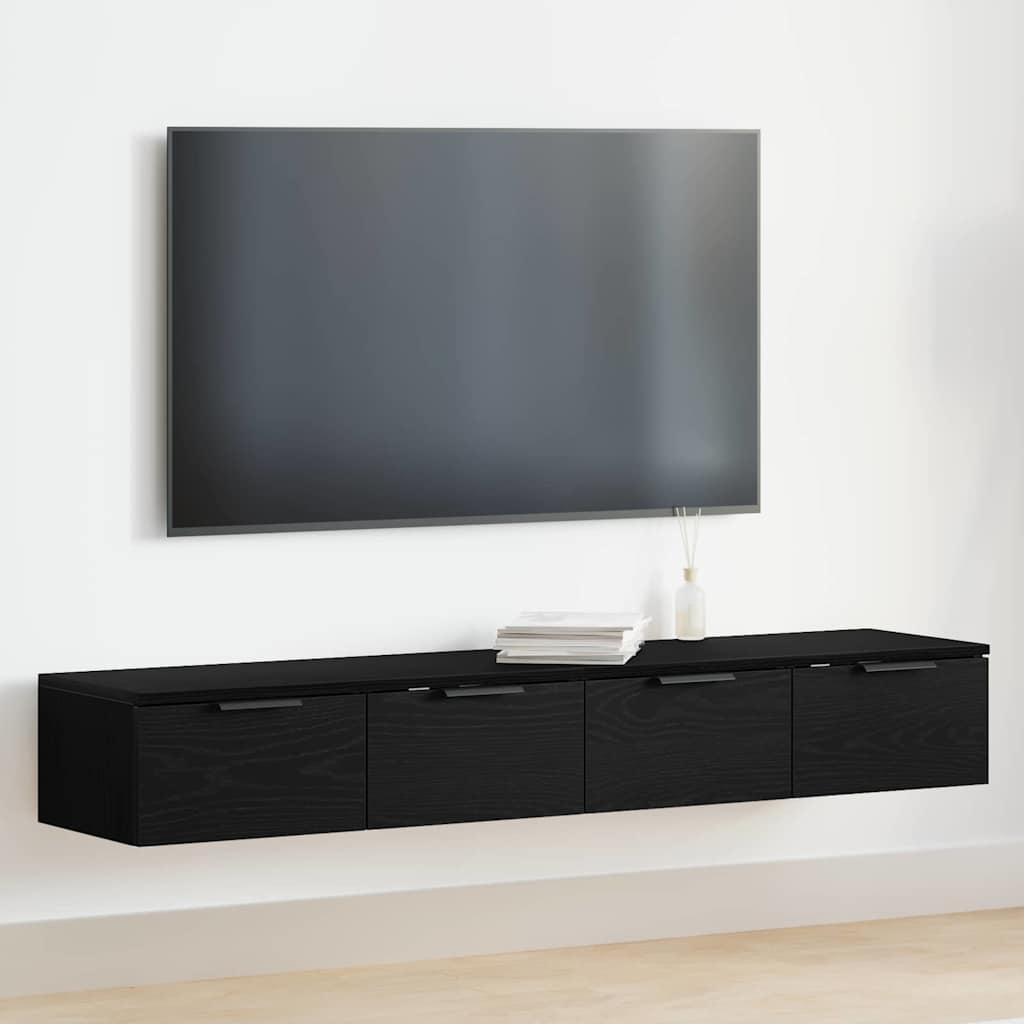 Fali Szekrény fiókkal 2 pcs Musta tammi 68 x 30 x 20 cm Faanyag