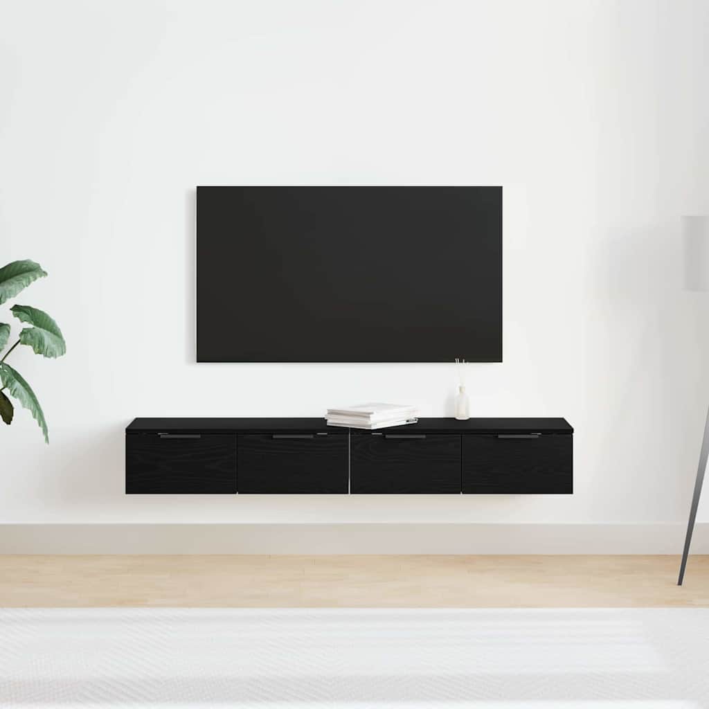 Fali Szekrény fiókkal 2 pcs Musta tammi 68 x 30 x 20 cm Faanyag