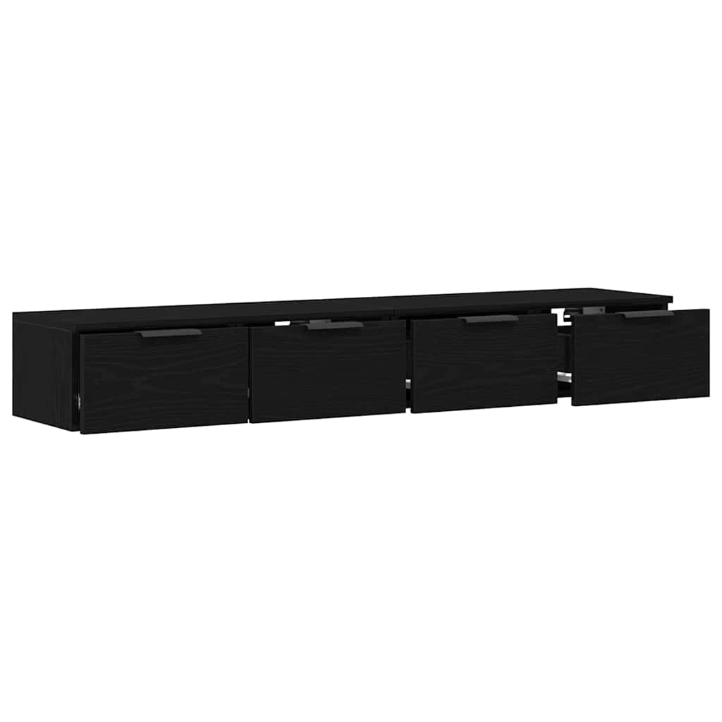 Fali Szekrény fiókkal 2 pcs Musta tammi 68 x 30 x 20 cm Faanyag
