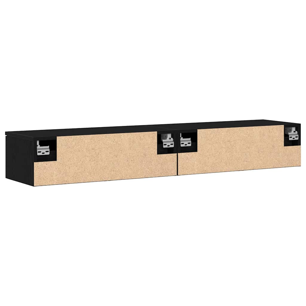 Fali Szekrény fiókkal 2 pcs Musta tammi 68 x 30 x 20 cm Faanyag