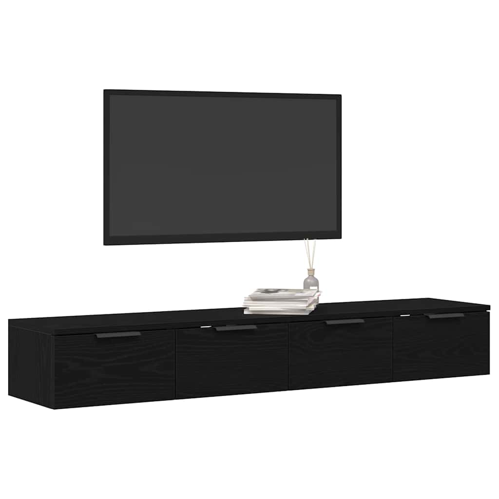 Fali Szekrény fiókkal 2 pcs Musta tammi 68 x 30 x 20 cm Faanyag