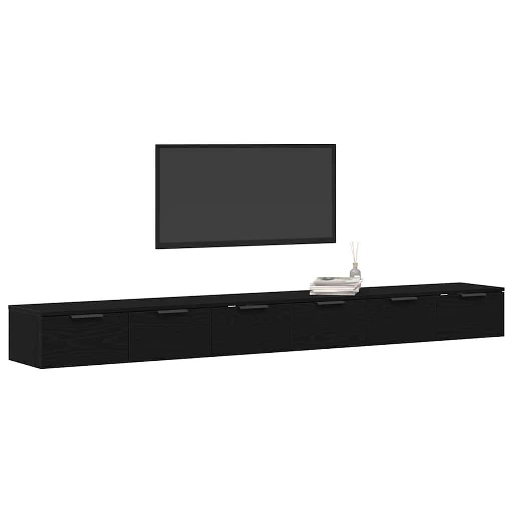 Fali Szekrény 2 pcs Musta tammi 102 x 30 x 20 cm Faanyag