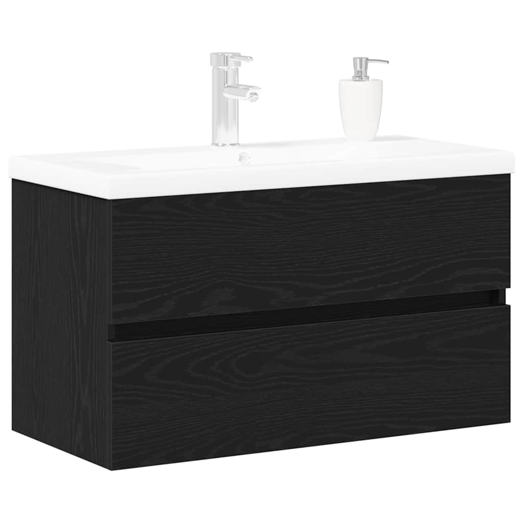 Mosdószekrény tárolóval Musta tammi 80 x 39 x 62 cm Faanyag