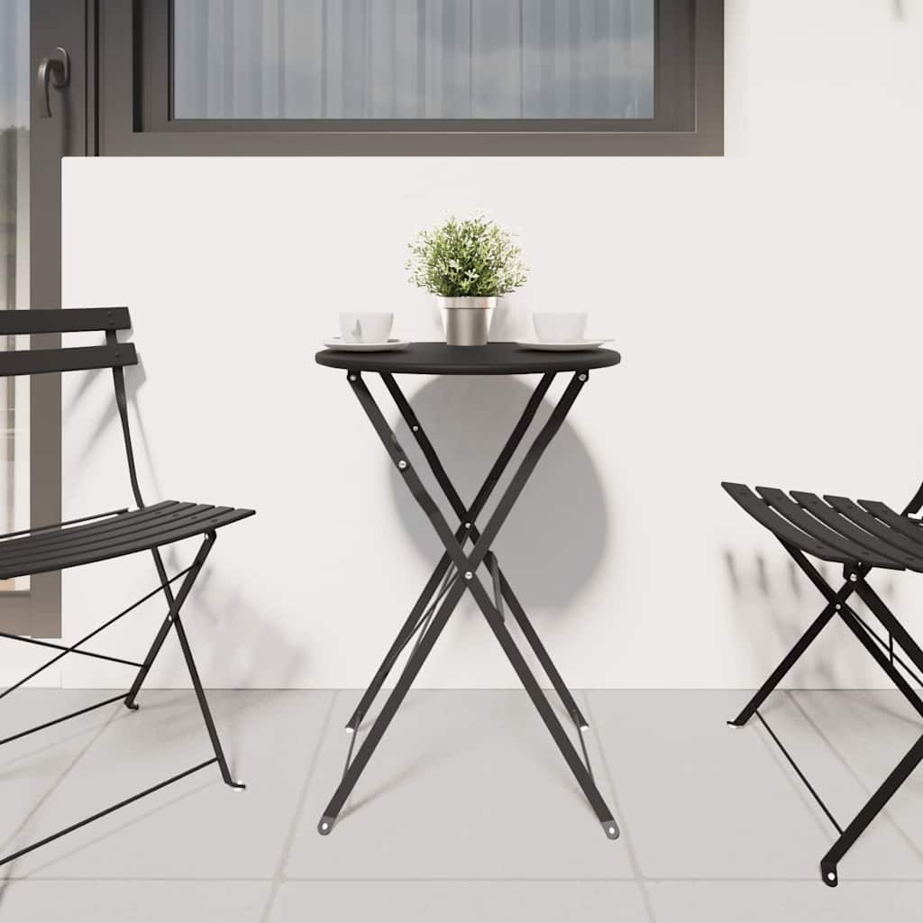 Bisztróasztal Antracit Ø50x71 cm Porfestett acél