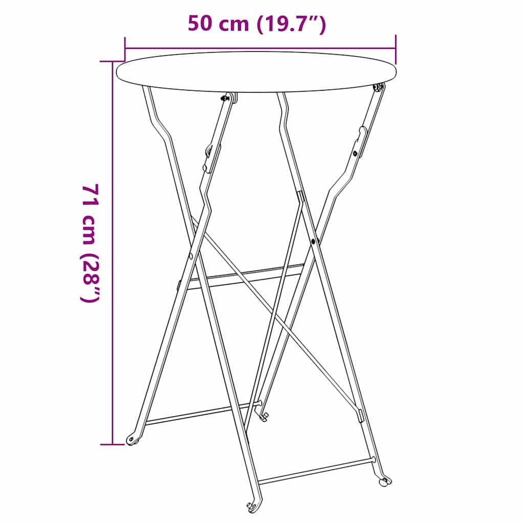 Bisztróasztal Antracit Ø50x71 cm Porfestett acél