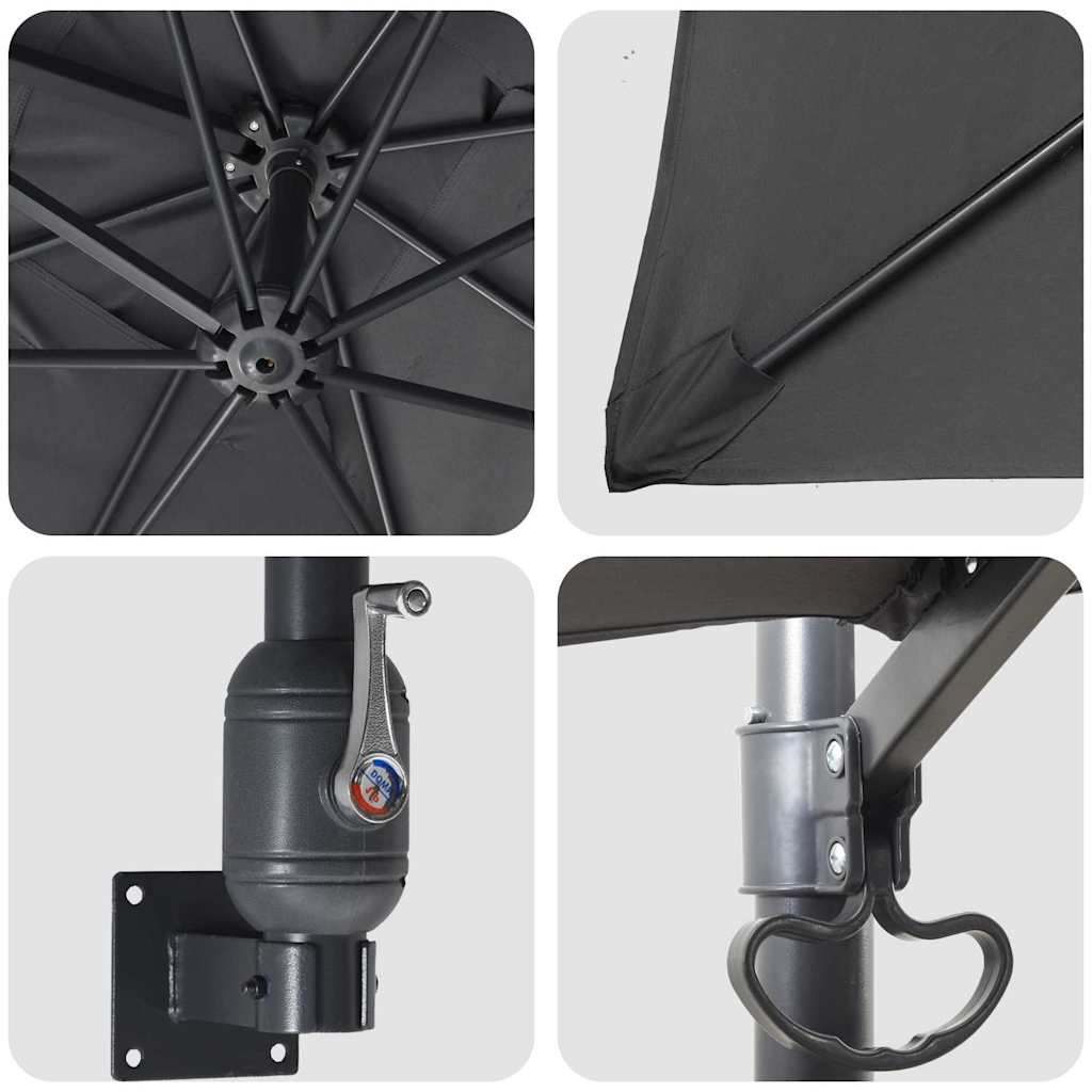 Kerti napernyő Antracit és fekete 248.5 x 247.5 x 160 cm