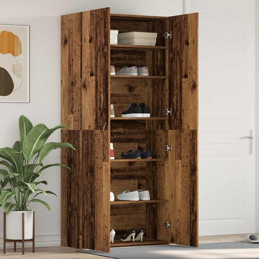 Cipőszekrény polcokkal ajtóval Barna 80 x 35.5 x 180 cm Faanyag