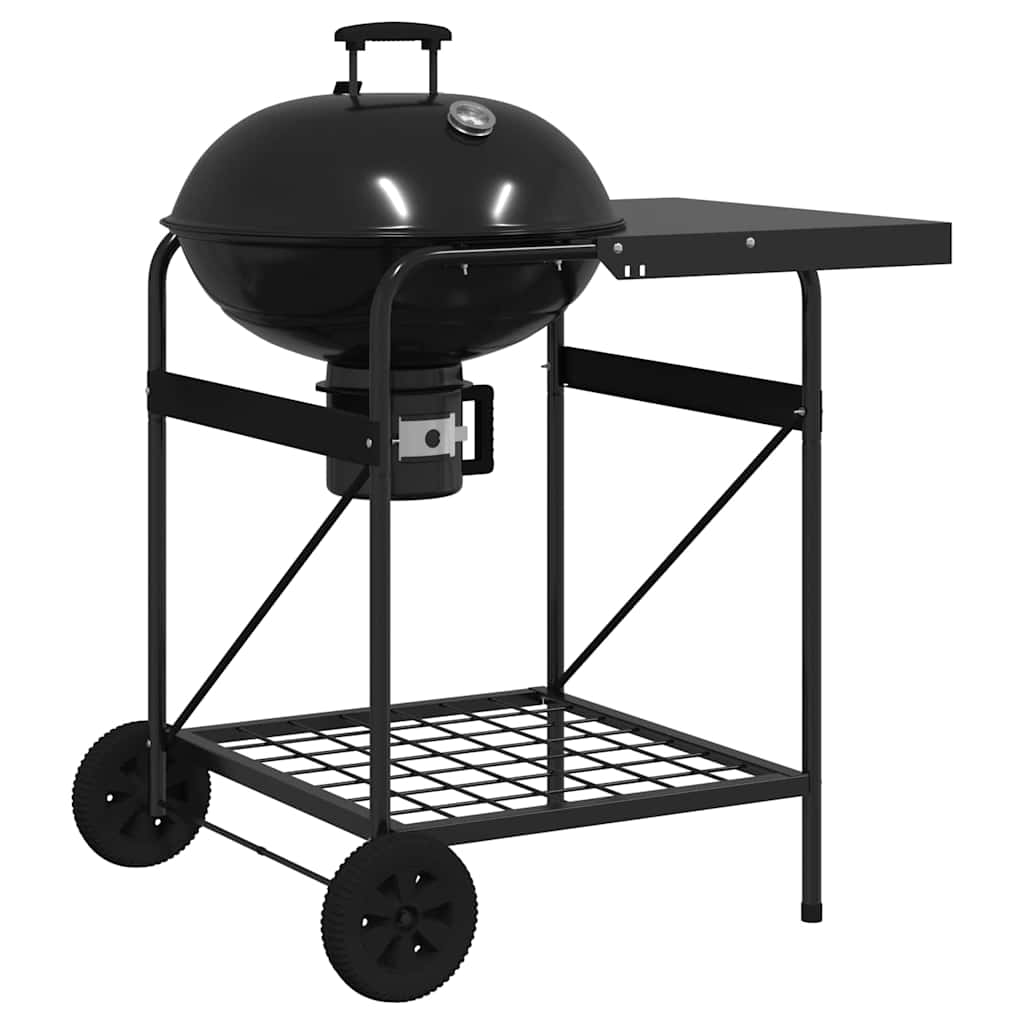 Kültéri grill kerékkel Fekete 96 x 72 x 113 cm Fém