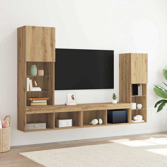TV szekrény kézműves tölgy 40.5 x 30 x 102 cm Faanyag