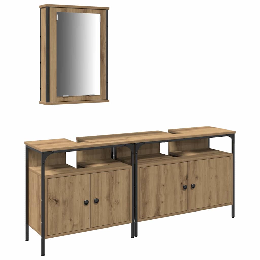 Fürdőszobai Mosdószekrények 3 pcs Barna 80 x 30 x 60 cm Faanyag