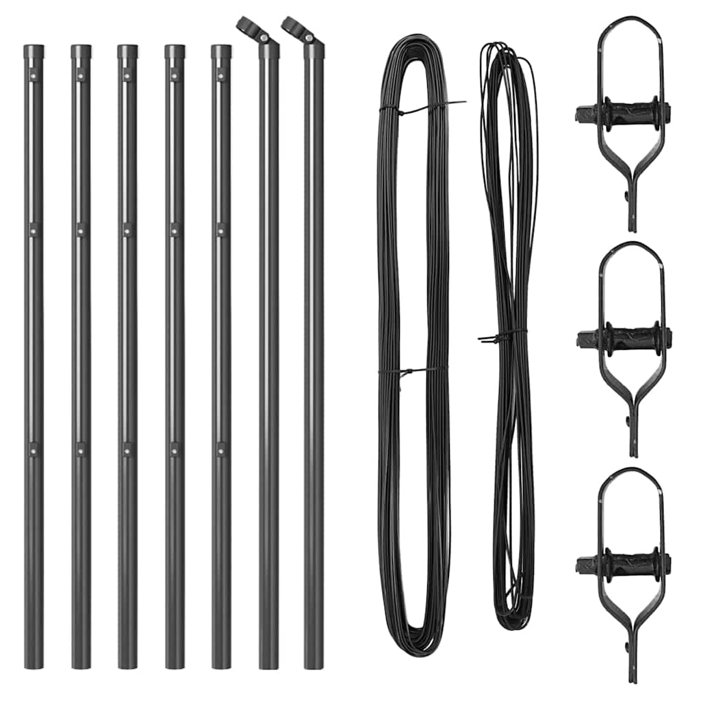 Kerítoszlopok 7 pcs Szürke Ø32mm 80 cm Horganyzott acél