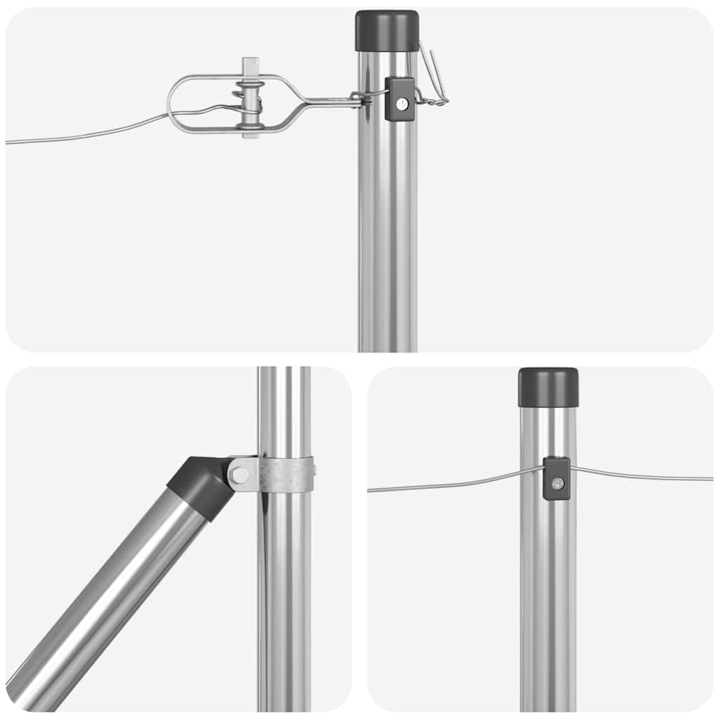 Kerítoszlopok 7 pcs Ezüst Ø32mm 60 cm Horganyzott acél