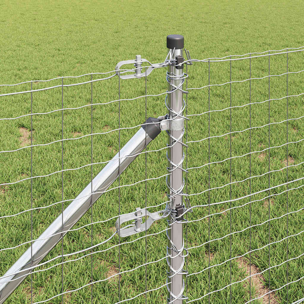 Kerítoszlopok 7 pcs Ezüst Ø32mm 60 cm Horganyzott acél