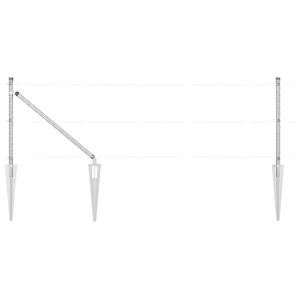 Kerítoszlopok 7 pcs Ezüst Ø32mm 60 cm Horganyzott acél