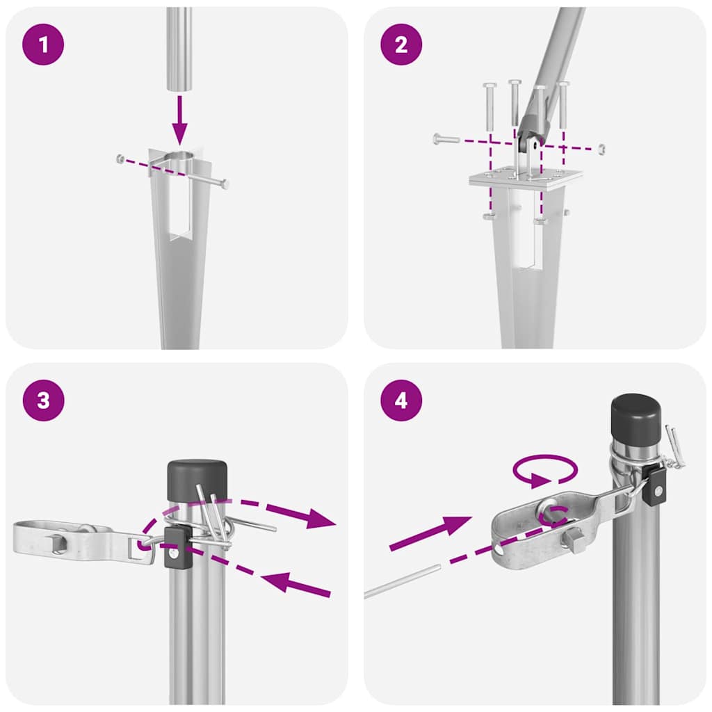 Kerítoszlopok 7 pcs Ezüst Ø32mm 60 cm Horganyzott acél