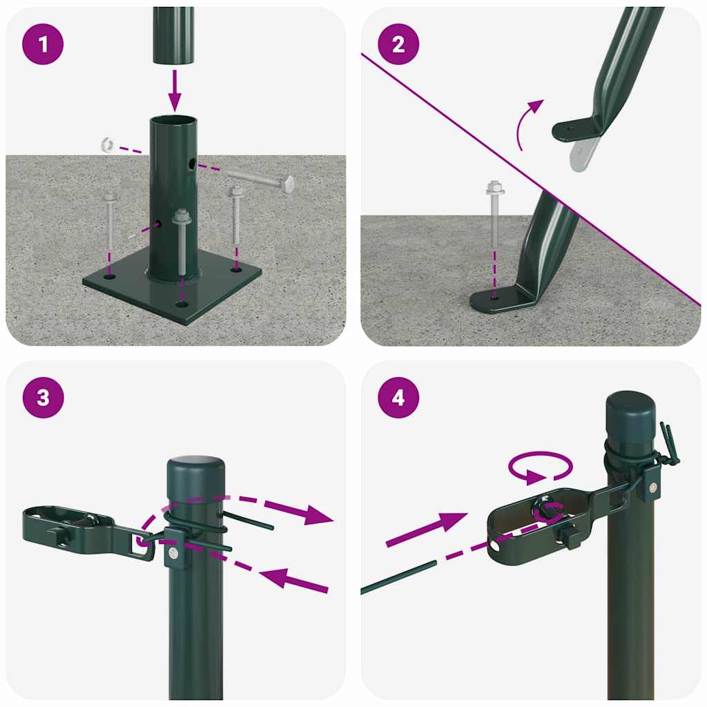 Kerítoszlopok 13 pcs Zöld Ø32mm 110 cm Horganyzott acél