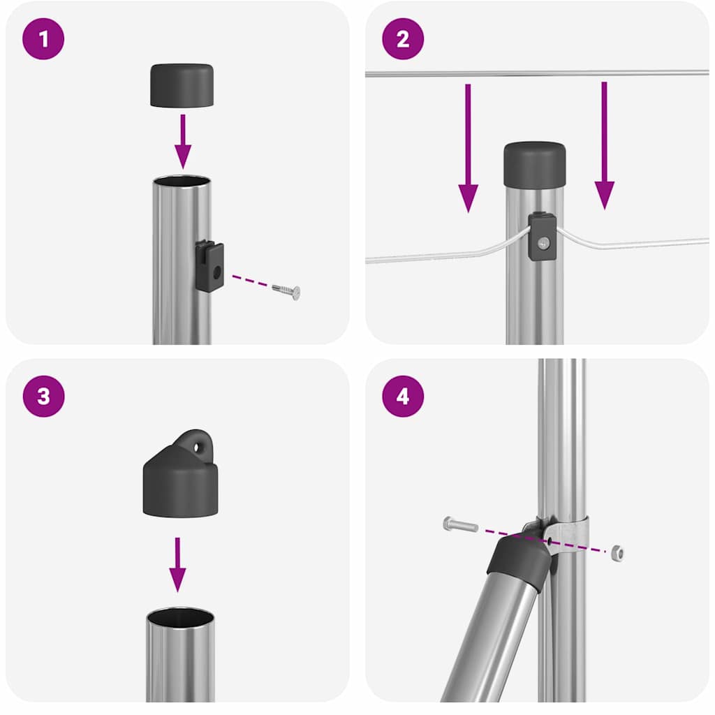 Kerítoszlopok 13 pcs Ezüst Ø32mm 110 cm Horganyzott acél