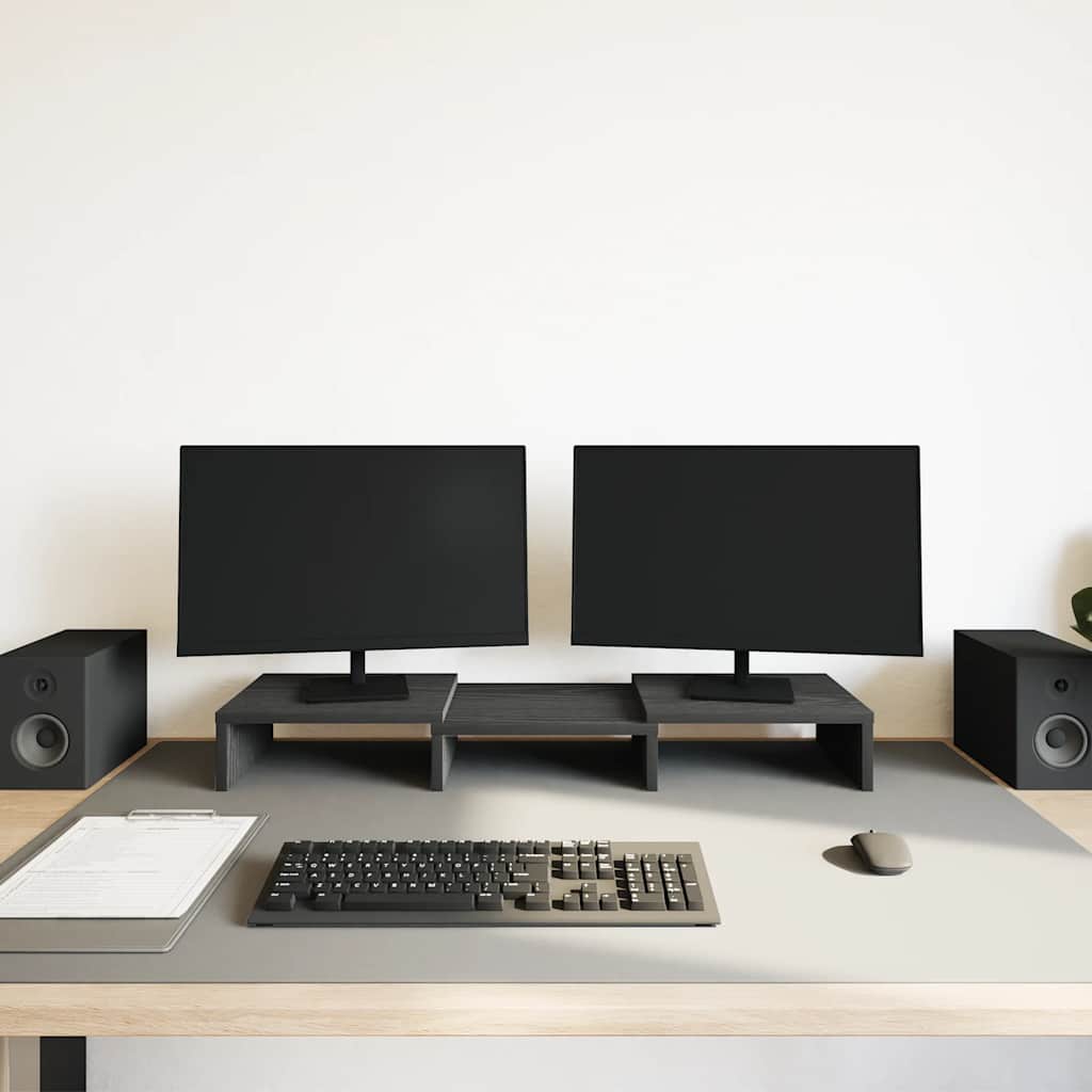 fekete tölgy szerelt fa állítható monitorállvány 60x24x10,5 cm