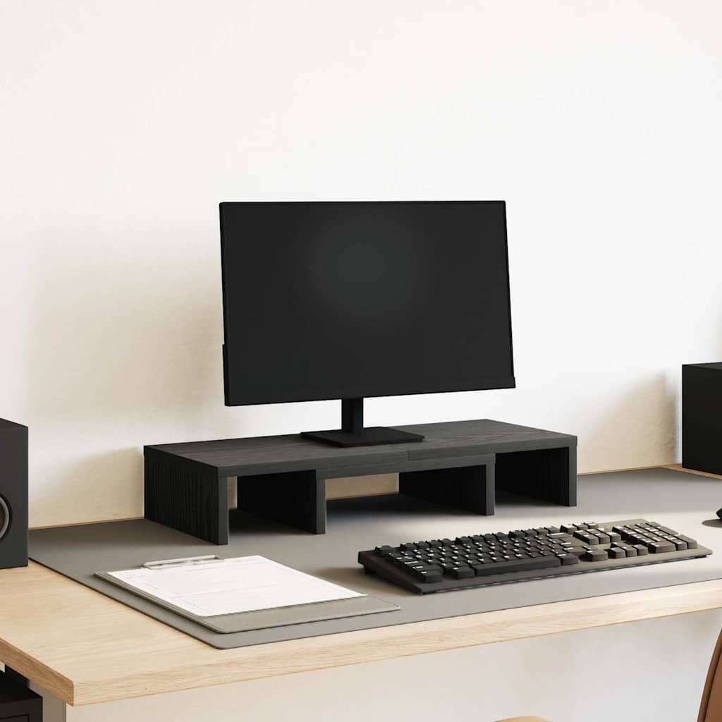 fekete tölgy szerelt fa állítható monitorállvány 60x24x10,5 cm