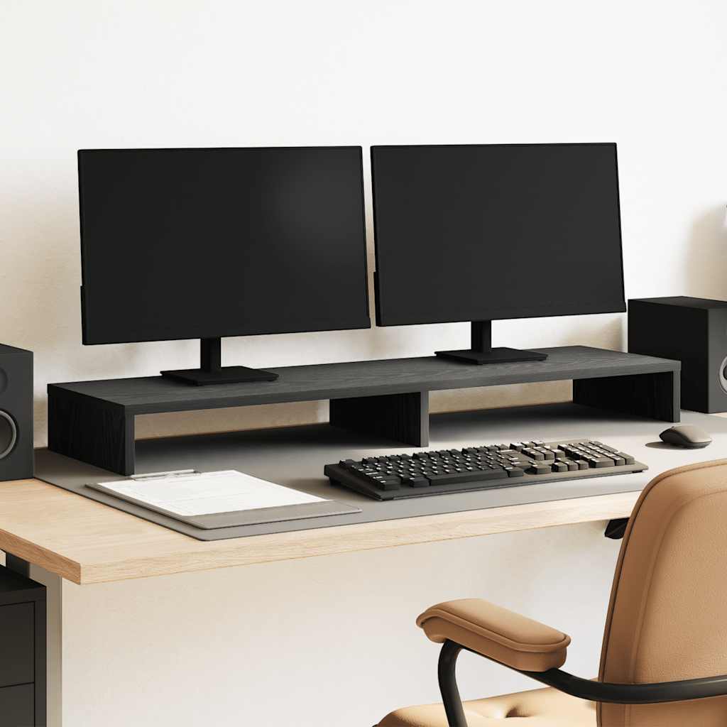 fekete tölgy színű szerelt fa monitorállvány 100 x 27 x 10 cm