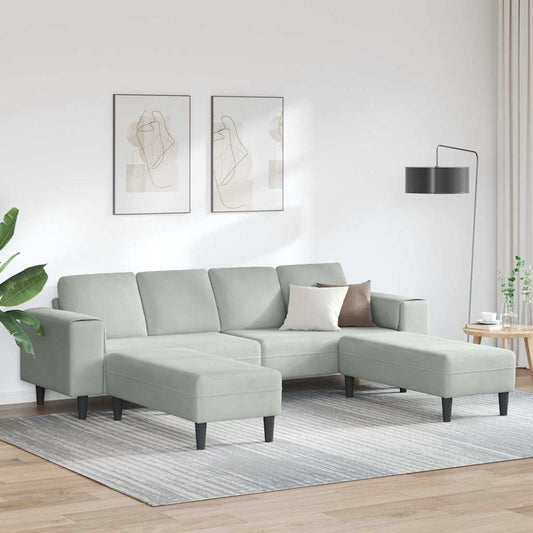 Kanapé Szett 3 pcs Világosszürke Bársony