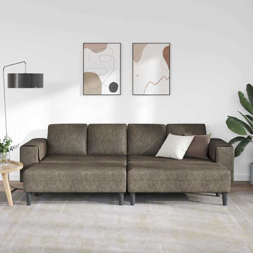 Kanapé Szett 3 pcs Sötétszürke Műbőr velúr