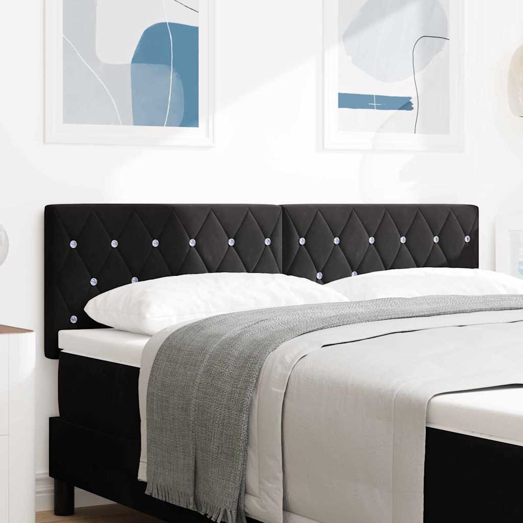 Bársony Fejtámla Argyle fejtámlával Kézi Fekete 140 cm Bársony