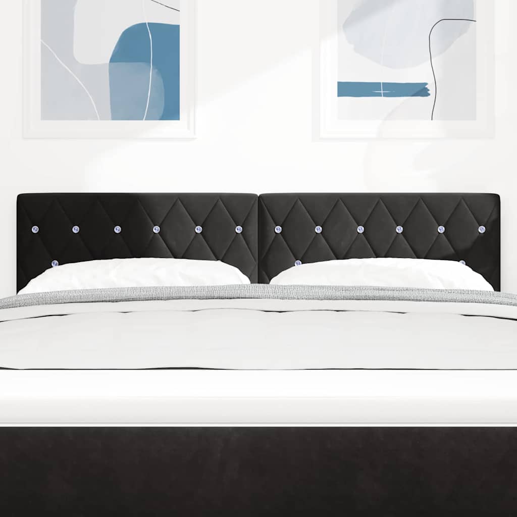 Bársony Fejtámla Argyle fejtámlával Kézi Fekete 140 cm Bársony