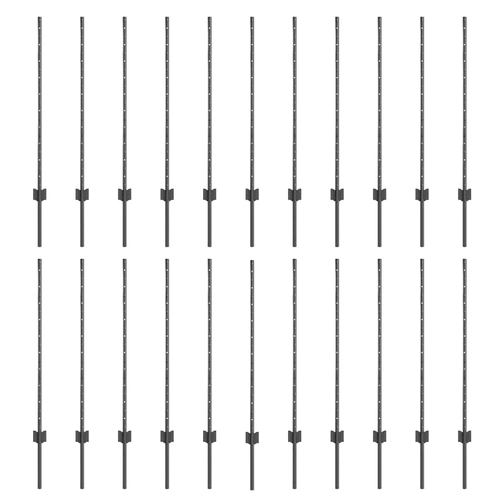 Kerítoszlopok 44 pcs Szürke 140 cm Acél