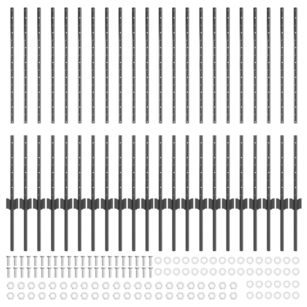 Kerítoszlopok 44 pcs Szürke 140 cm Acél