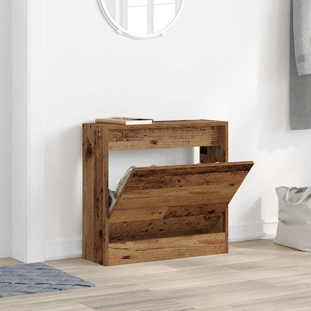 Cipőszekrény tárolóval ajtóval Öreg fa 60 x 21 x 57 cm Faanyag