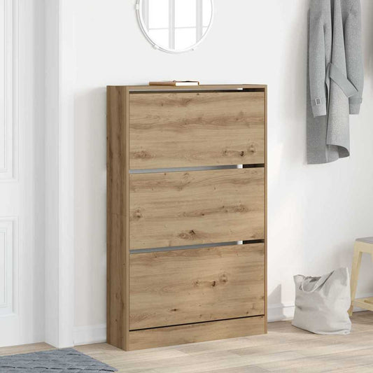Cipőszekrény ajtóval kézműves tölgy 80 x 21 x 125.5 cm Faanyag